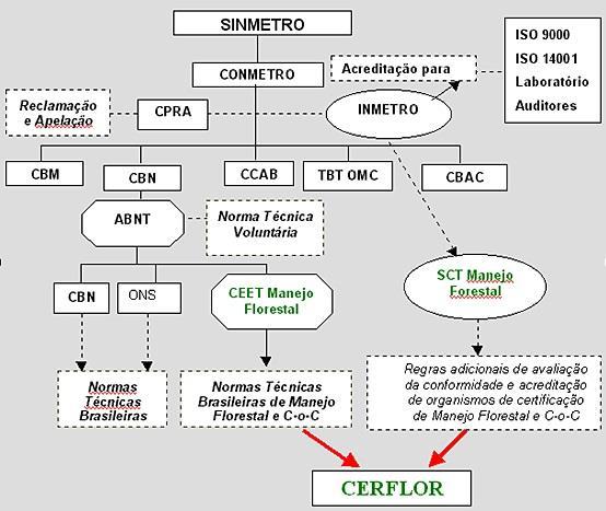 50 O contexto institucional da atuação Subcomissão Técnica de Certificação Florestal (SCT) do Cerflor pode ser visualizado na Figura 3.