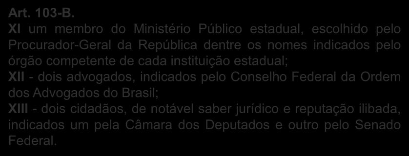 indicado pelo Procurador-Geral da República;  XI um membro do Ministério Público estadual,