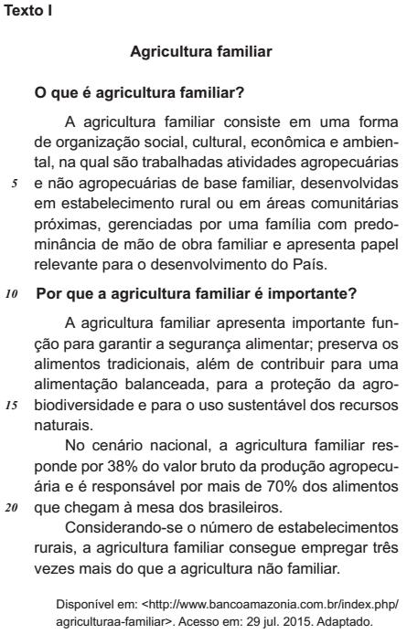 adequada à norma-padrão em: a) A agricultura de famílias