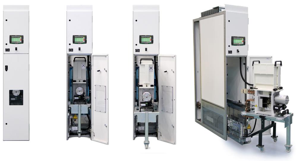 Descrição O quadro de distribuição de CC compartimentado do tipo SCUB-2, embutido em gabinete de metal, possui três compartimentos separados para equipamentos de alta e baixa tensão: Compartimento de