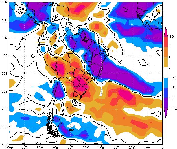 oeste do Pacífico equatorial, onde promoveu um aumento na atividade convectiva anômala na região central do Pacífico sul, que, consequentemente, induziu