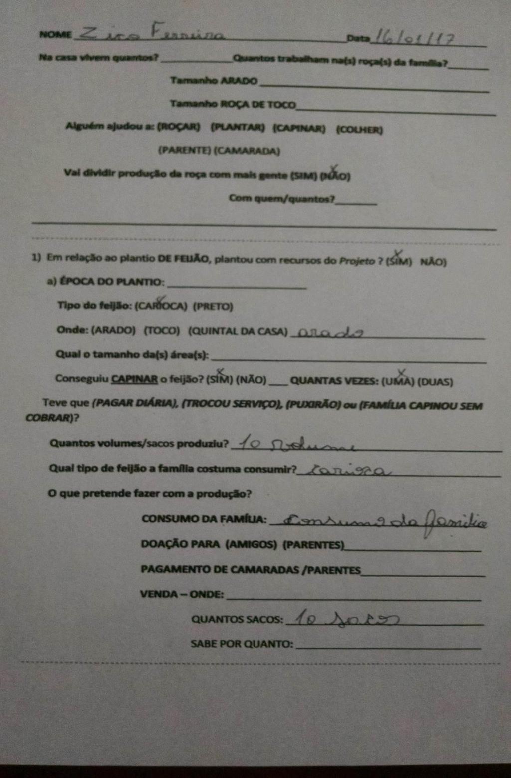 Foto 12: Registro de levantamento de feijões colhidos e batidos por indígenas da TI Queimadas no âmbito da safra 2016/2017 apoiada pelo