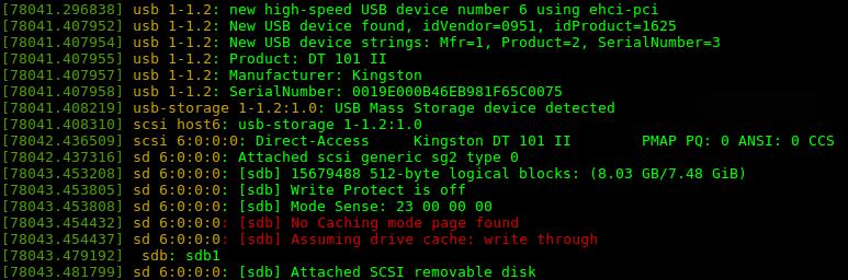 Por eliminação, o pendrive neste exemplo é o dispositivo sdb (vide tamanho do volume em GiB e as partições com Linux do dispositivo sda).