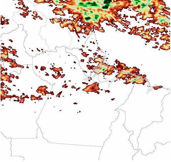 Figura 4.. Precipitação diária (mm) estimada por satélite sobre o Estado do Pará entre as 12h do dia 13 de junho de 2011 e as 12h do dia 14 de junho de 2011. Fonte: DSA/INPE.