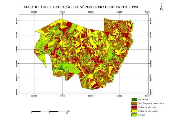 Já o mapa de uso e ocupação das terras do Núcleo Rural Rio Preto (Fig.