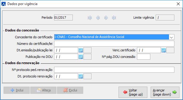 Concedente do certificado: Informar o órgão/lei que concedeu o certificado de isenção. Número do certificado/lei: Informar o número da portaria, lei ou certificado.