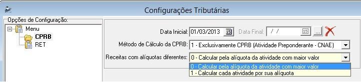 2 Atividades Concomitantes (com análise 5% e 95%): esta opção é para empresas que tenham atividades mistas, onde a contribuição previdenciária vai ser recolhida parcialmente sobre as receitas e