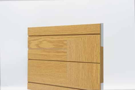 Door shown is Essential Dekordor SD Walnut Wood Look Designs Steamed Beech Oak Ash Wenge Walnut CDW Oak Look de madeiras nobres CDW carvalho com prumos variáveis Pantografados ou inlay de alumínio