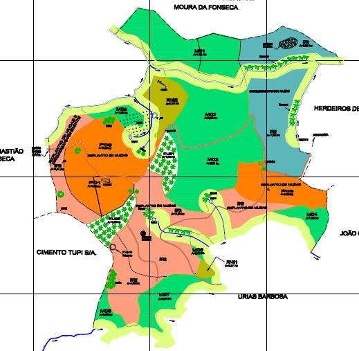 Mapa da propriedade com as diferentes situações