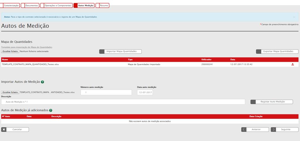 FIGURA 5 INSERIR CONTRATOS EXEMPLO TEMPLATE PARA IMPORTAÇÃO DE MAPA DE QUANTIDADES