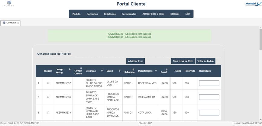 COMO FAZER UM PEDIDO Após ter inserido todos os itens necessários, clique em VOLTAR AO PEDIDO para