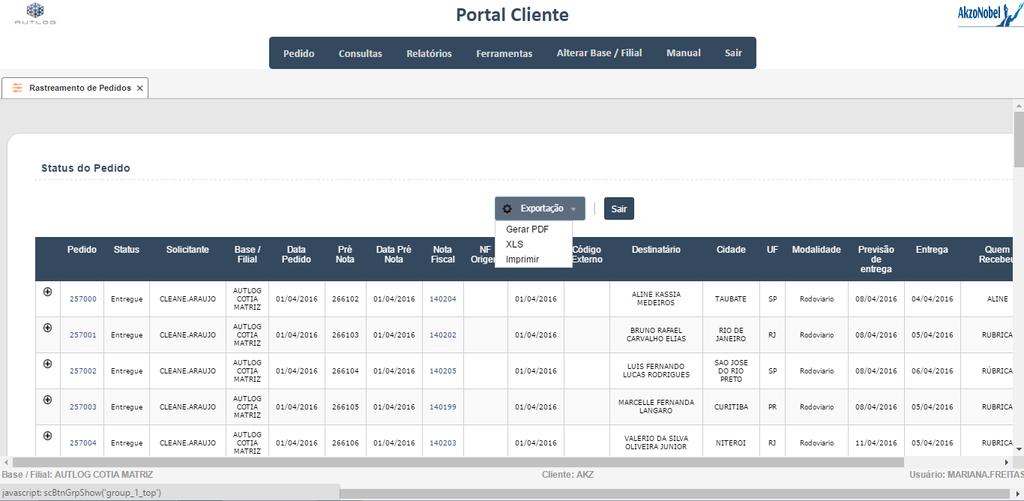 COMO RASTREAR PEDIDOS O resultado de sua pesquisa aparecerá na tela de forma minimizada, sem o detalhe dos itens enviados.