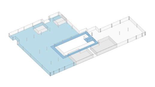 O corte longitudinal abaixo mostra o tamanho e a importância desse espaço para o edifício.