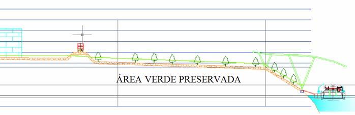 Pier flutuante de acostamento de balsas Prevista a instalação de 2 linhas de 8 de diâmetro para abastecimento