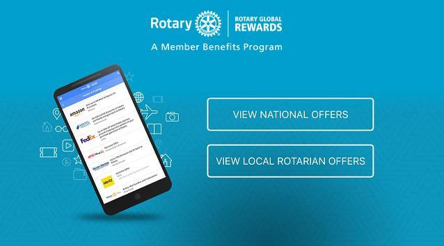 Novo app do Rotary Global Rewards Com o novo aplicativo do Rotary Global Rewards, você pode encontrar descontos e ofertas especiais onde quer que esteja.
