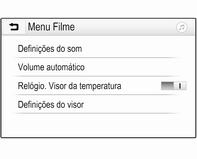 Mostrador do relógio e da temperatura Para apresentar a hora e a temperatura no modo de ecrã inteiro, ative Relógio. Visor da temperatura.