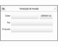 É apresentado o ecrã Introdução de morada. Tocar num dos campos de introdução ao lado das entradas dos elementos da morada. É apresentado um teclado.