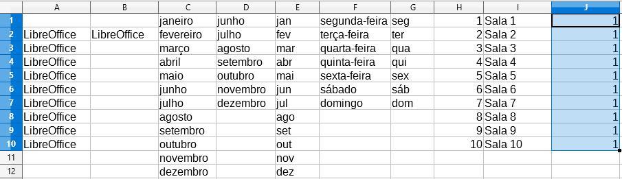 c) Preenchendo automaticamente uma sequência numérica: Números cardinais 1. Clique na célula H1 e digite o número 1 ; 2.