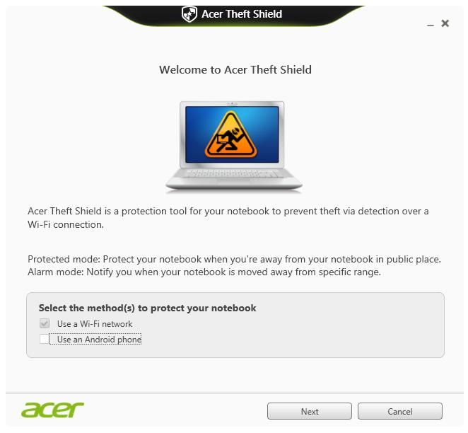 Acer Theft Shield - 45 ACER THEFT SHIELD Nota Esta funcionalidade só está disponível em alguns modelos.