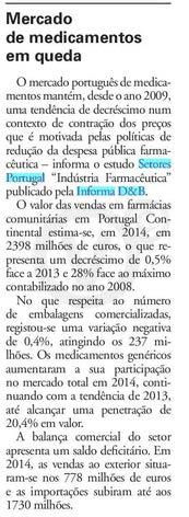 Vida Económica Principal Mercado de medicamentos em queda Autor: N.D.