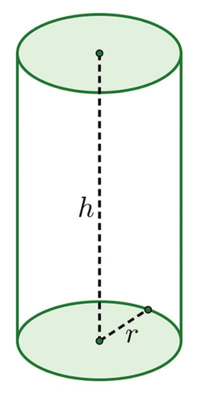 5. Agora, vamos deixar a folha de lado. Observe o cilindro abaixo. Indicando por r o raio da base e h a altura, escreva uma expressão para a área lateral desse cilindro.
