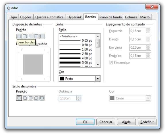 16 FINALIZANDO A DIAGRAMAÇÃO 1. Retirar ou modificar bordas Os quadros são sempre inseridos com bordas. Você deve retirá-las, para que não sejam impressas.