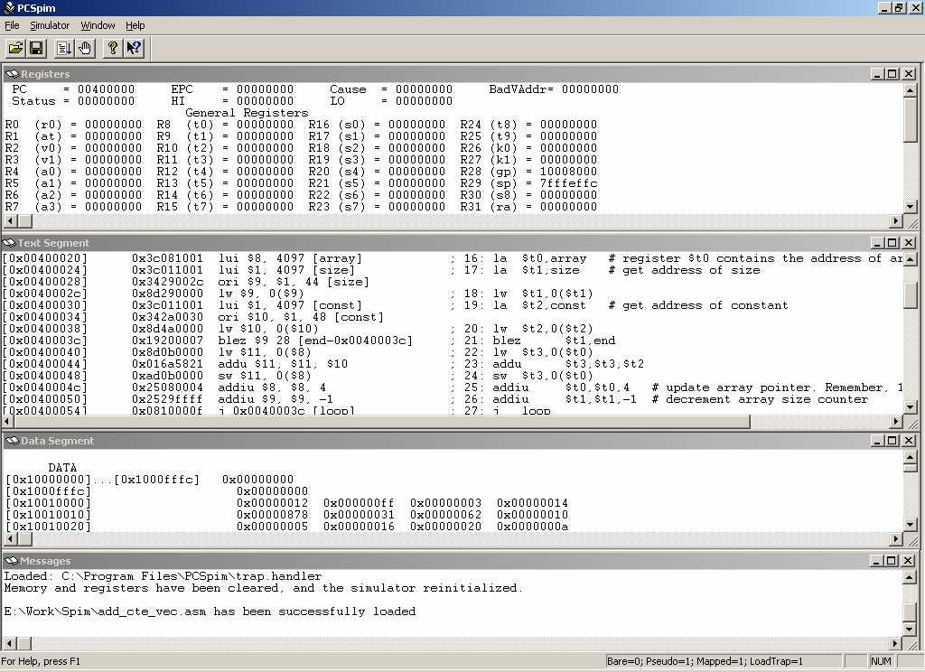 - 15 - O simulador SPIM gera um arquivo de saída resultado da execução que contém o código objeto do programa, entre outras informações.