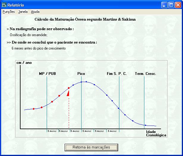 32 Figura 7 - Exemplo de relatório com a localização exata do indivíduo na curva de crescimento puberal 4.2.6 Análise estatística Os dados quantitativos foram descritos pela média e o desvio padrão, segundo passos os dados qualitativos foram descritos por freqüência absoluta (n) e relativa (%).
