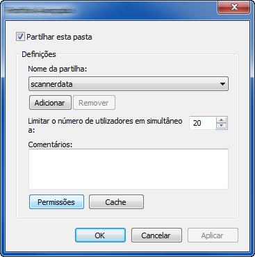 1 2 No Windows XP, clique, com o botão direito do rato, na pasta scannerdata e seleccione[partilhar e Segurança] (ou [Partilhar]).