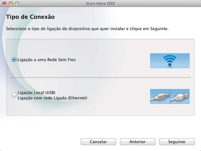 Rede sem fios Mcintosh Instlr os controldores e o softwre (Mc OS X v10.6.x, 10.7.