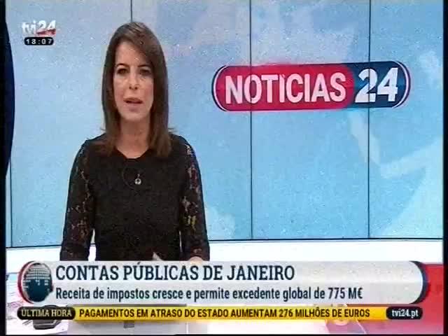 A25 TVI 24 Duração: 00:00:59 OCS: TVI 24 - Notícias ID: 73782068 26-02-2018 18:07 Execução orçamental: excedente de 775 milhões de euros em janeiro http://www.pt.cision.com/cp2013/clippingdetails.