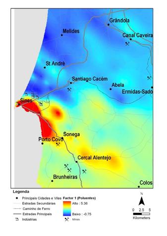 A dispersão espacial de cada um dos poluentes foi caracterizada e analisada individualmente.