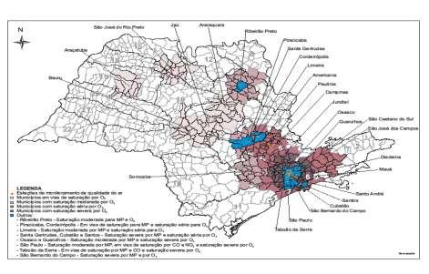 Figura 2 Mapa das áreas saturadas em 2009 v.