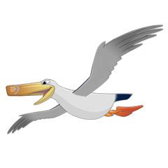 É um albatroz Laysan do Atol de Midway no Oceano Pacífico e é apresentado em todos os recursos educacionais.