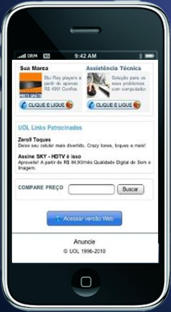 Oferta do Varejo com CLIQUE E LIGUE Exiba sua oferta da web em celulares avançados e permita que seu consumidor faça a compra por telefone, clicando e ligando para você!