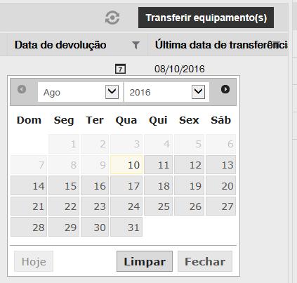 7. Selecione uma data de devolução escolhendo uma data no respetivo seletor. 8.