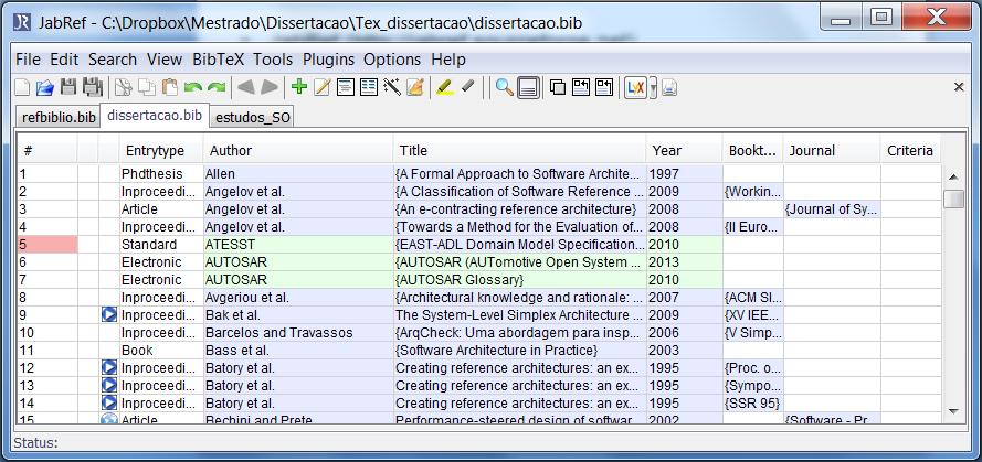 Ferramentas de Apoio JabRef (http://jabref.sourceforge.