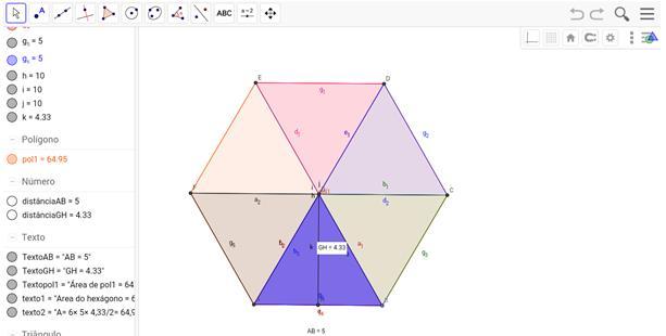 22 a) Identifique o polígono ABCDEF construído. b) Quais e quantas figuras congruentes você observa no interior do polígono ABCDEF?
