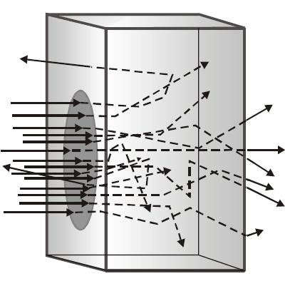 11 FIGURA 2.5 - Espalhamento dos elétrons ao interagir com a matéria (TAHUATA et al, 2003). 2.1.2.1. Partículas Beta As partículas beta são atenuadas de forma exponencial na maioria de seu percurso