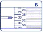 A Se o êmbolo de borracha está posicionado no início da barra colorida existem aproximadamente 40 Unidades de insulina disponíveis.