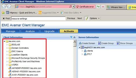 Figura 31. EMC Avamar Client Manager com informações do Active Directory 5.