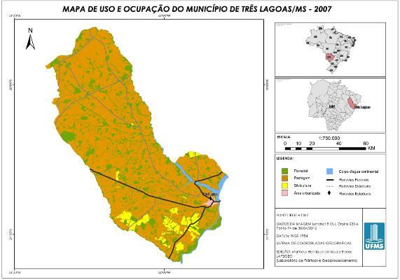 Nesse sentido, nesse mesmo ano, a silvicultura representava apenas 4,49% da área total do município de Três Lagoas