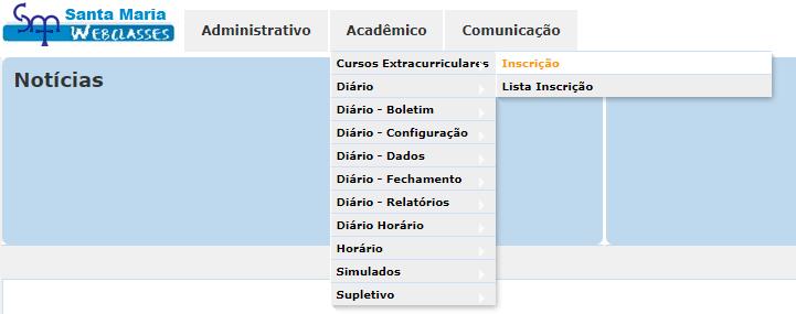 A família selecionará o curso desejado e preencherá os campos obrigatórios como e-mail, telefone, com quem o(a) aluno(a) irá embora, forma de pagamento, etc.