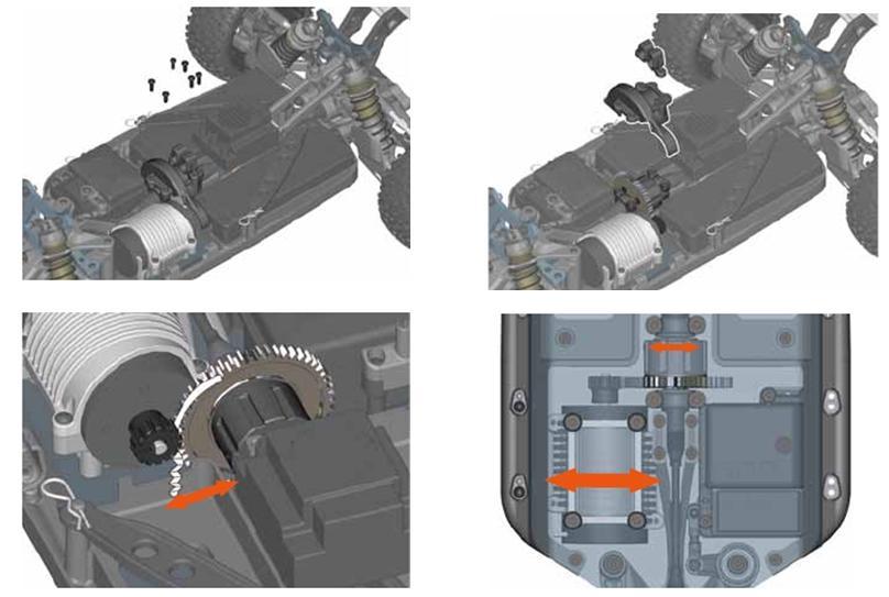 Por favor, use um papel fino entre os dentes e empurre o motor para o centro do carro.