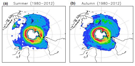 Climatologia dos Ciclones no SAO Reboita, M. S.; R. P. da Rocha; T. Ambrizzi, 2014: Trend and Teleconnection Patterns in the Climatology of Extratropical Cyclones Over the Southern Hemisphere.