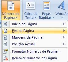 Exemplo de rodapé É possível também inserir números nas páginas bastando para isso: Notas de Rodapé e