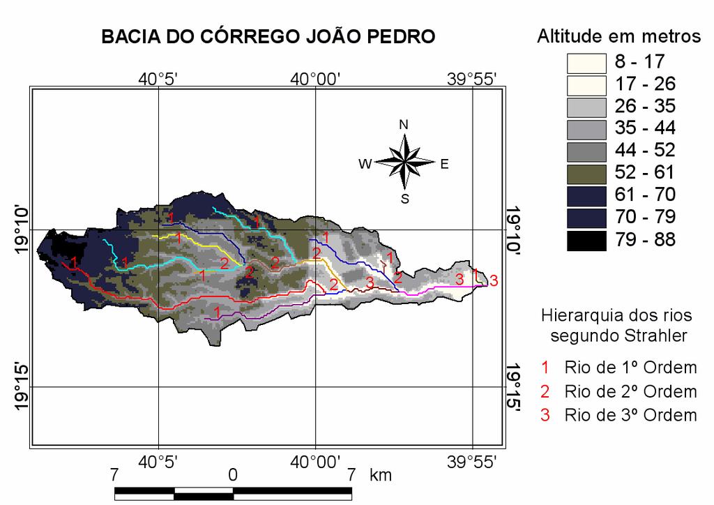 excepcionalmente drenadas. A drenagem está classificada como de ordem 3, de acordo com Strahler (Figura 1).