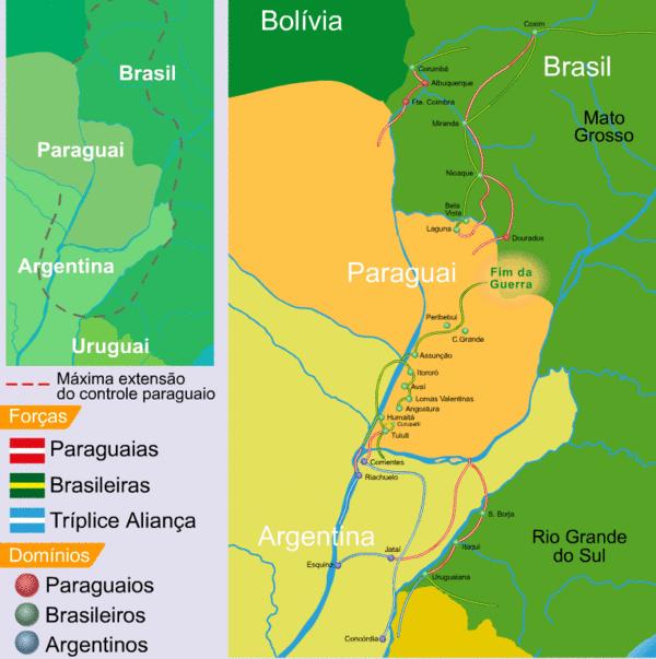 Aprisionamento do navio brasileiro Marquês de Olinda, e ataque a Dourados, em Mato Grosso.