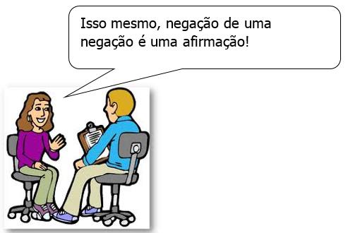 Proposição: ~ A Negação: Aline é louca. Simbologia: ~ (~A)= A p= Thiago Machado gosta de matemática. ~p = Thiago Machado não gosta de matemática.