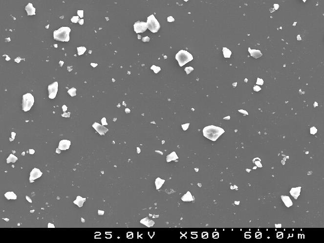 Análise morfológica As partículas do biovidro com tamanho médio de 4 µm, obtidas através do processo de moagem no moinho de atrito